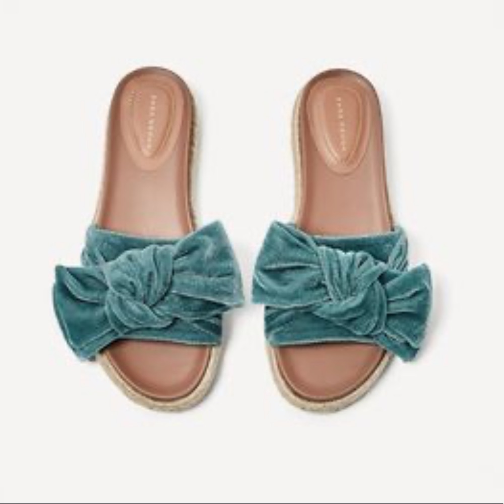 Zara bow velvet sandals